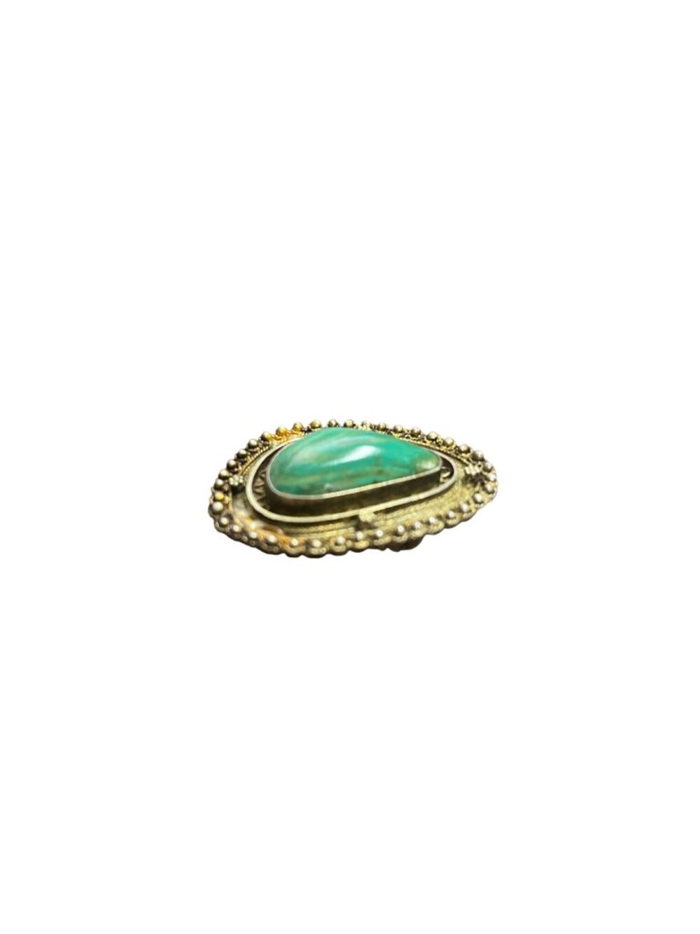 Vintage Israel 925 Sterling Silver malachite eilat stone brooch SKU 10-082